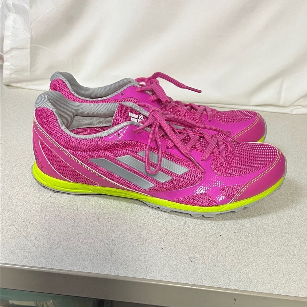Adidas Women's Fuchsia and Lime Sneakers - Picture 2 of 6